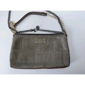 Auth Kate Spade BYRD KNIGHTBRIDGE CROC‎ Embossed Patent Leather Chain Bag Purse